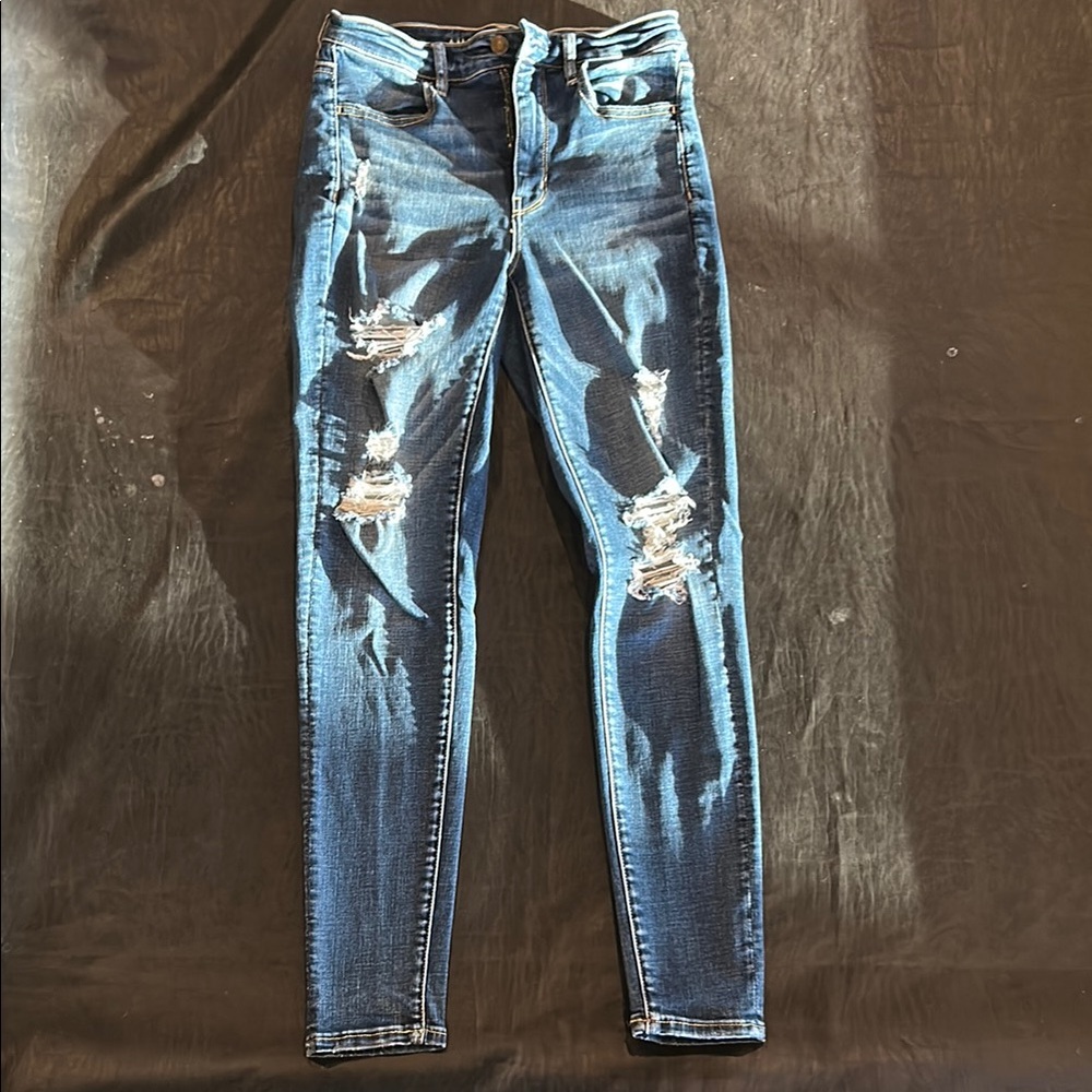 American Eagle Outfitters Blue Skinny Jeans Distressed